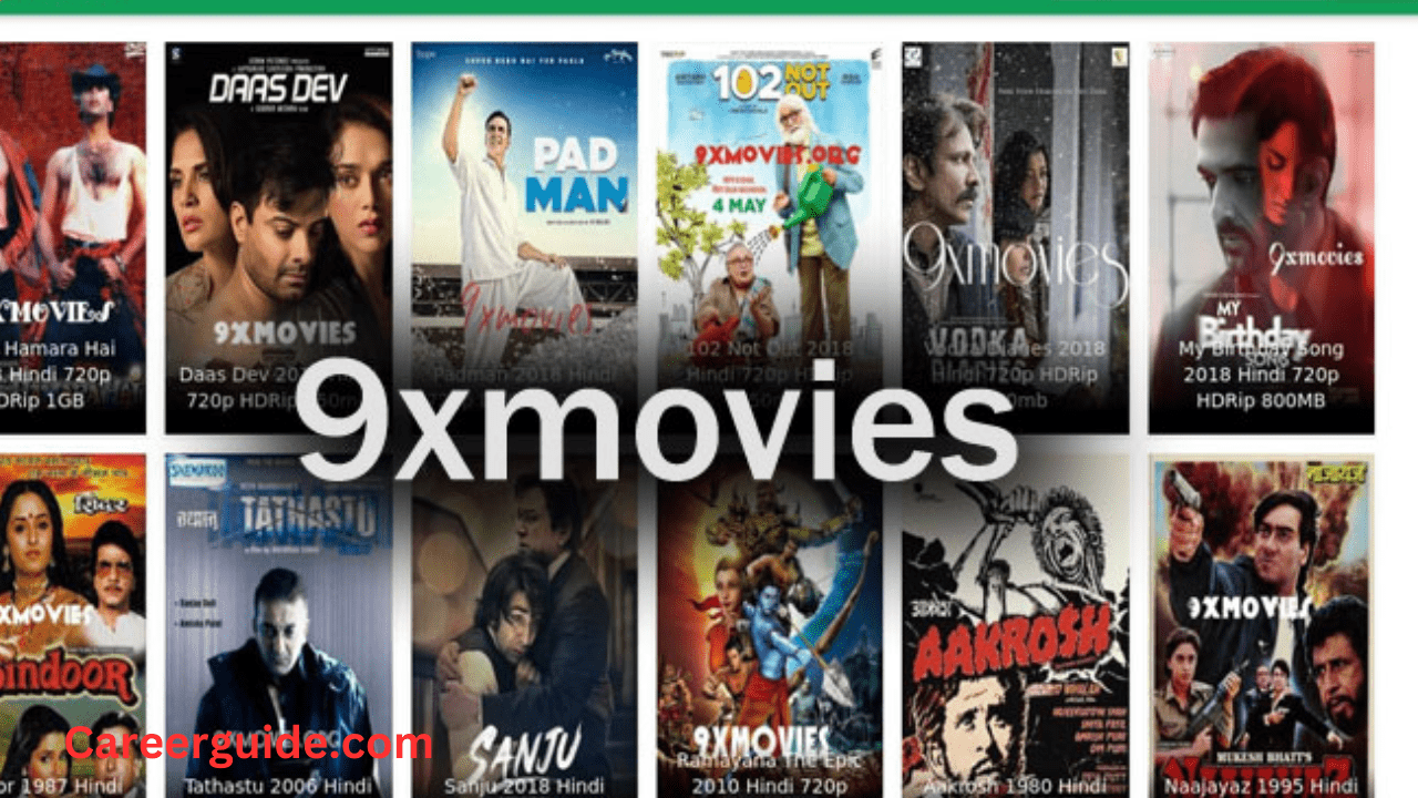 9xmovies website interface showcasing Bollywood movie downloads and HD streaming options