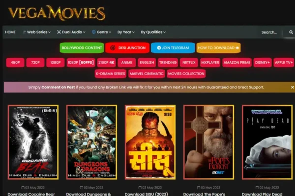 Vegamovie online streaming and download platform with Bollywood and Hollywood movies.