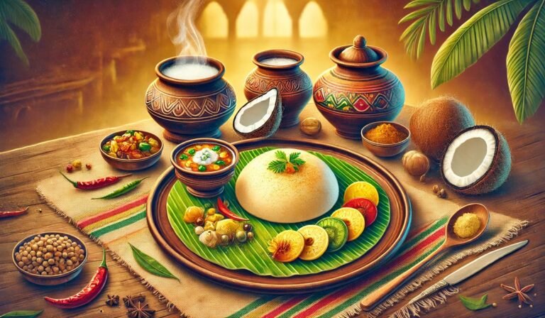 A vibrant depiction of bappam, showcasing its traditional preparation and cultural significance in regional cuisine.
