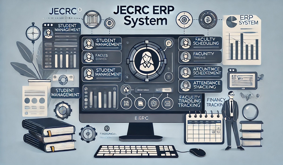 JECRC ERP system interface showcasing its features for streamlining educational management.