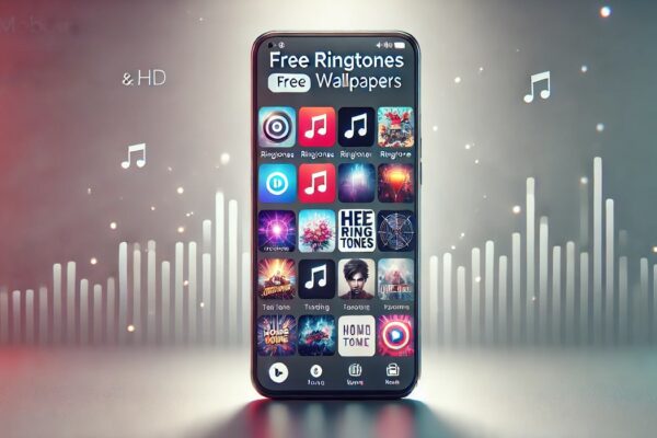 Mobcup app interface showcasing free ringtones and wallpapers