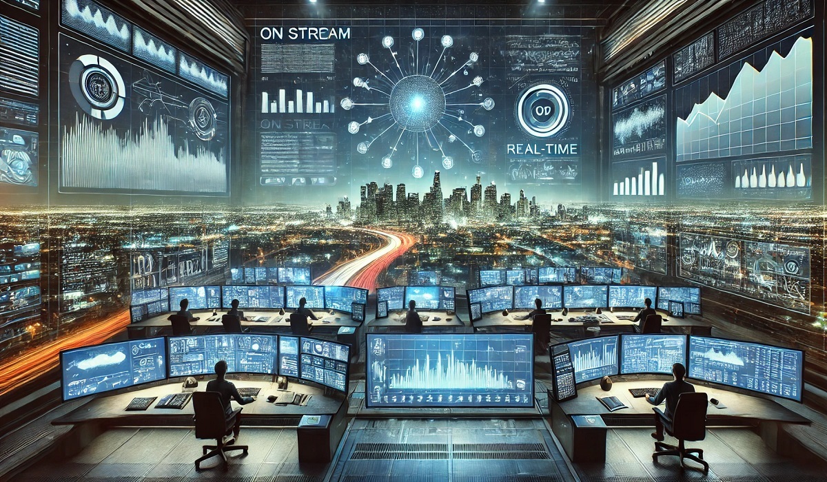 Onstream technology showing live data and operations in progress.