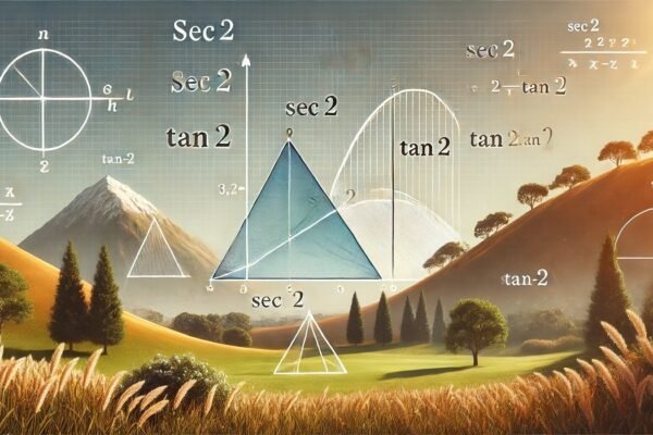 A diagram showing sec 2 tan 2 in a trigonometric graph with a right-angled triangle and related functions