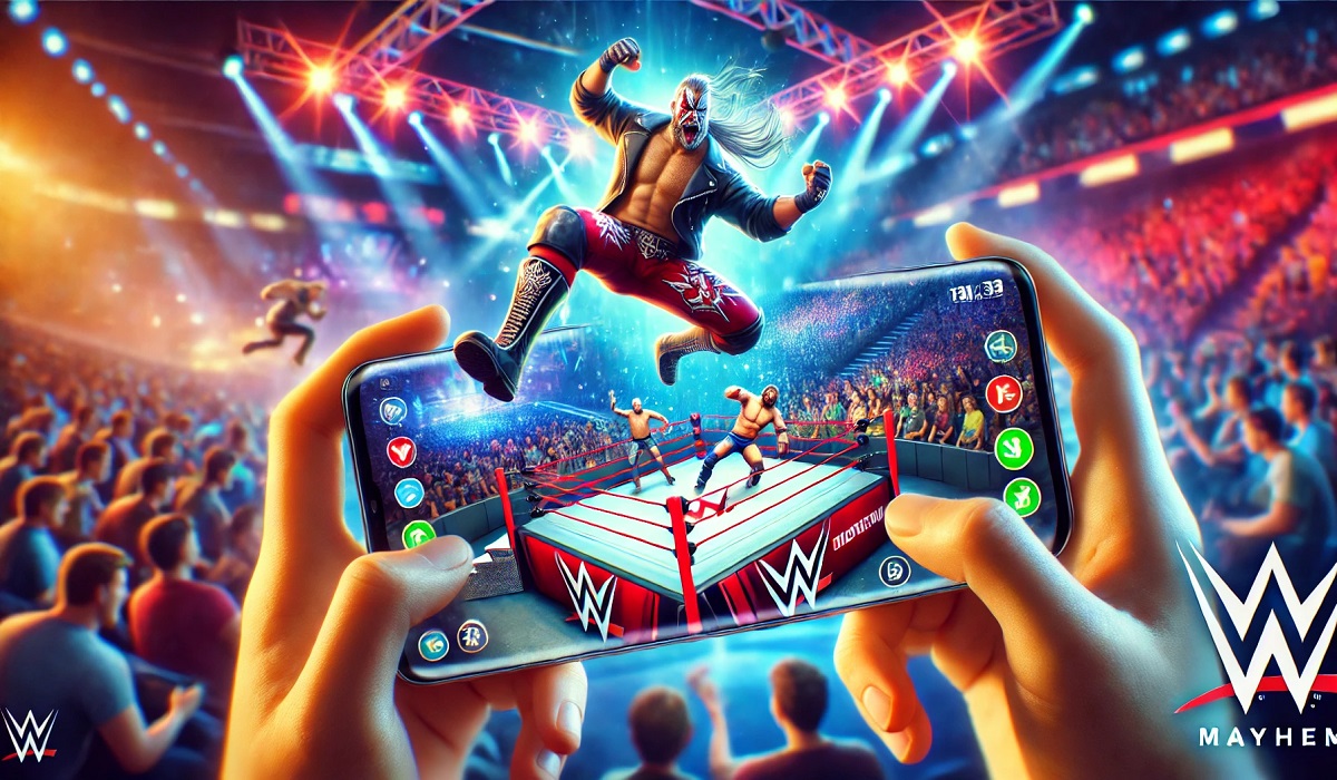 WWE Mayhem gameplay with wrestlers in action