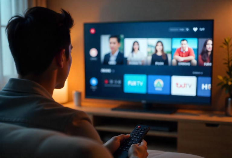 Streaming Japanese IPTV channels on a Smart TV with an interactive menu.