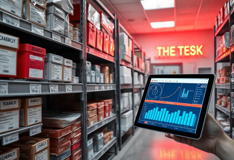A book on consignment inventory system for hospitals showing organized medical supplies and digital tracking.