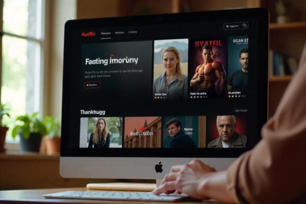 Nunflix streaming platform homepage with movie and TV show collections.