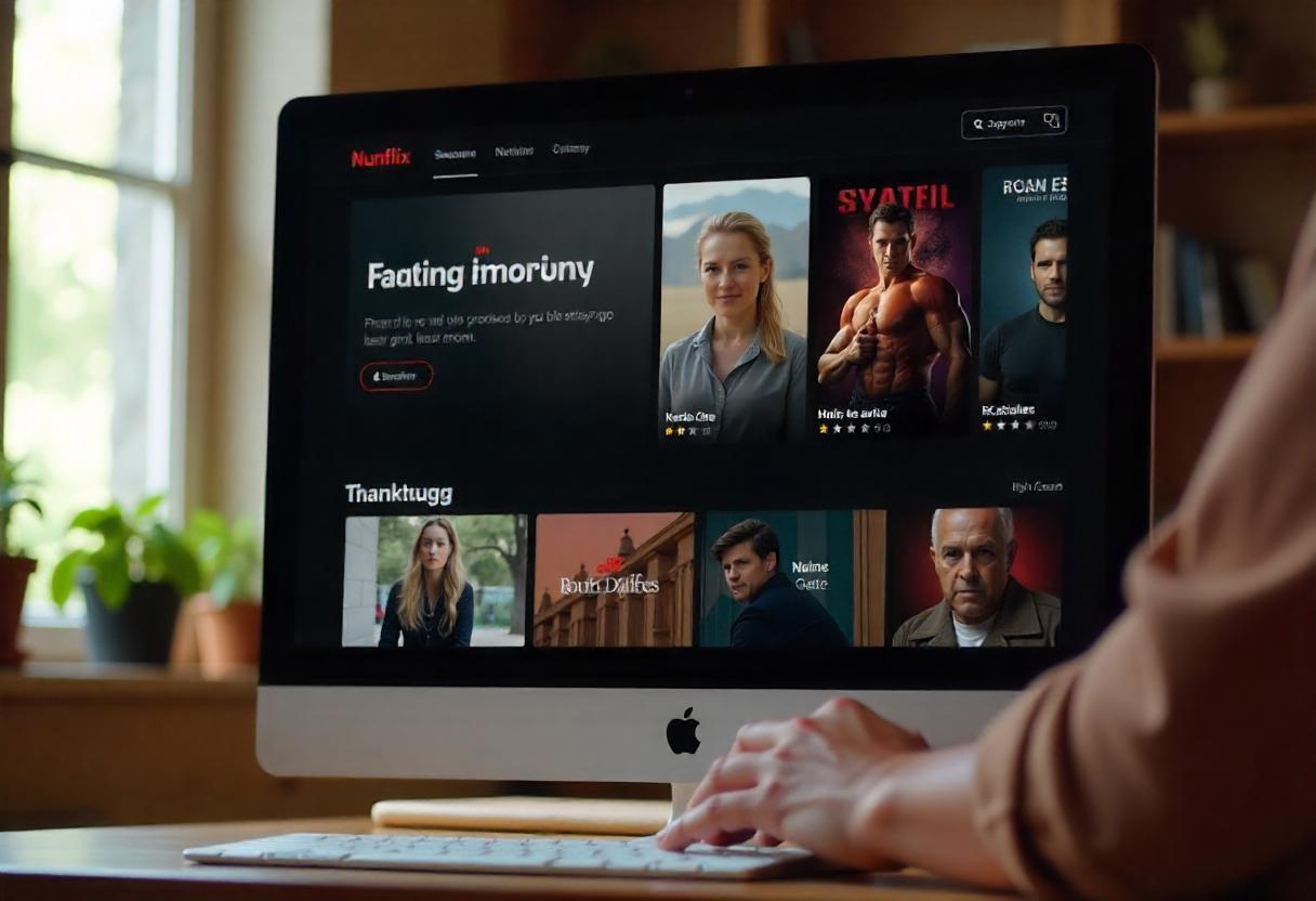 Nunflix streaming platform homepage with movie and TV show collections.