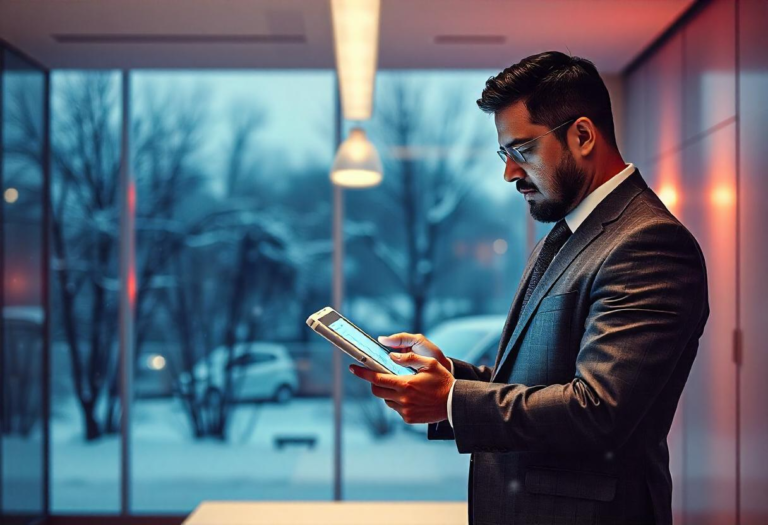 Pedro Vaz Paulo analyzing business strategies on a digital device.